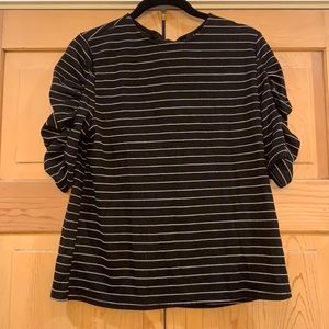 Black striped tie back shirt
